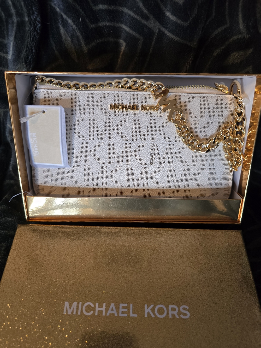 Michael Kors Jet Set Signature Logo Chain Crossbody - Light Pink/Beige